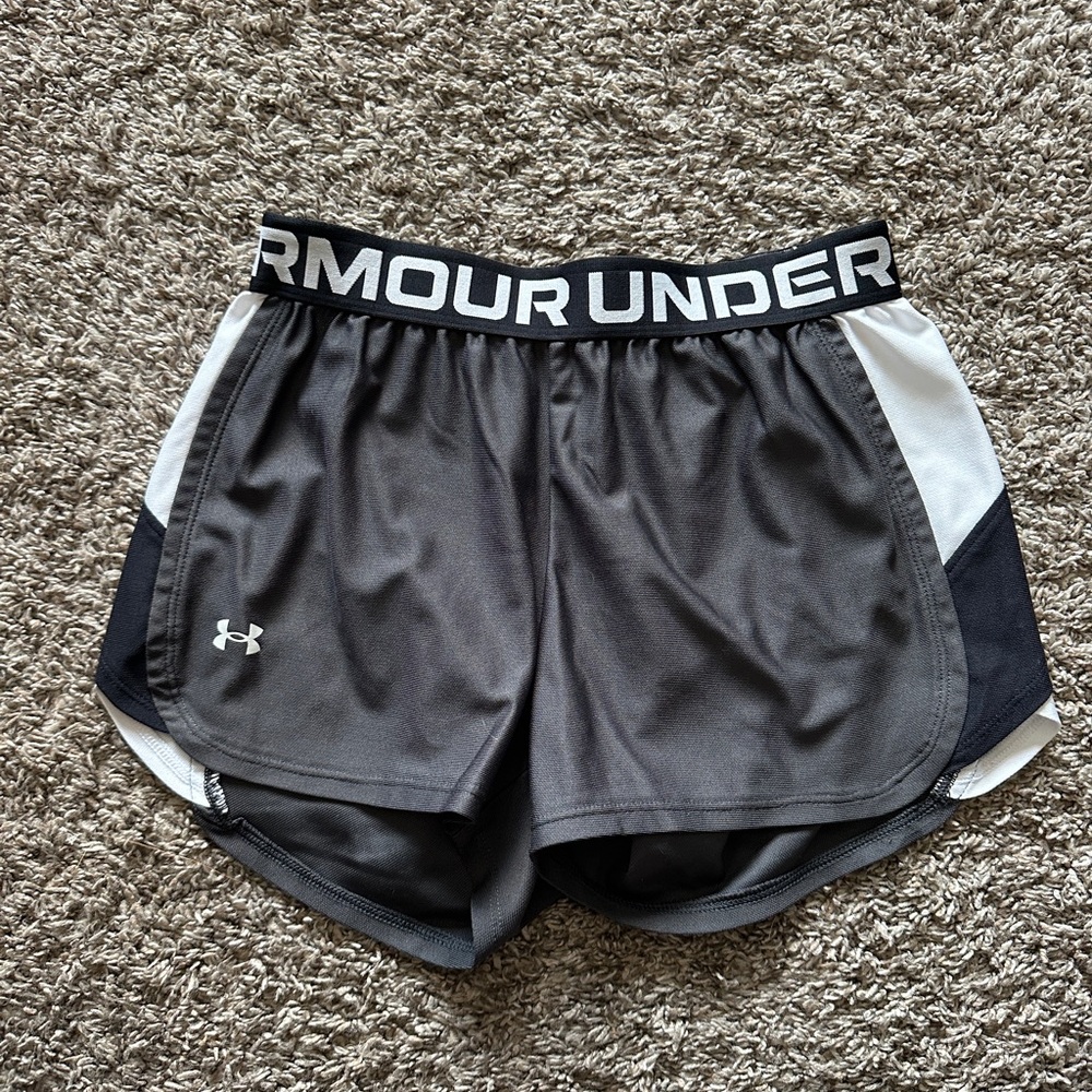 Under Armour Women's Charcoal and White Athletic Shorts